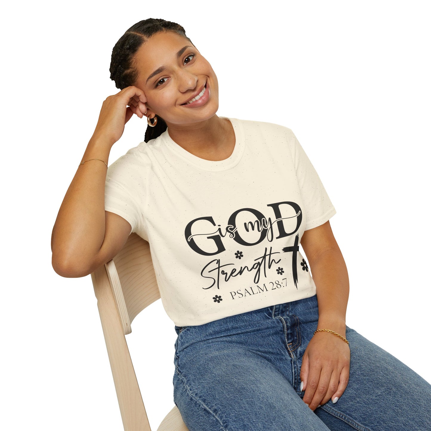 God Is My Strength Psalm 28:7 Christian T-Shirt — Faith Cross Tee