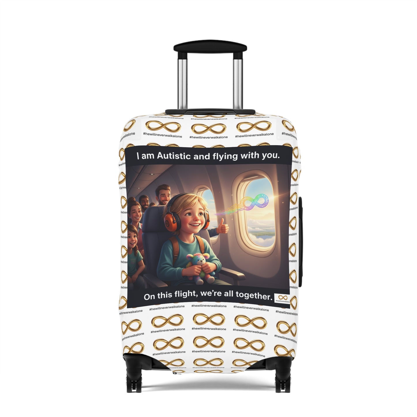 Autistic Pride Luggage Cover | Cute Travel Accessory, Wheelie Case Protector, Gift for Travelers, Autism Awareness, Flying Together Design