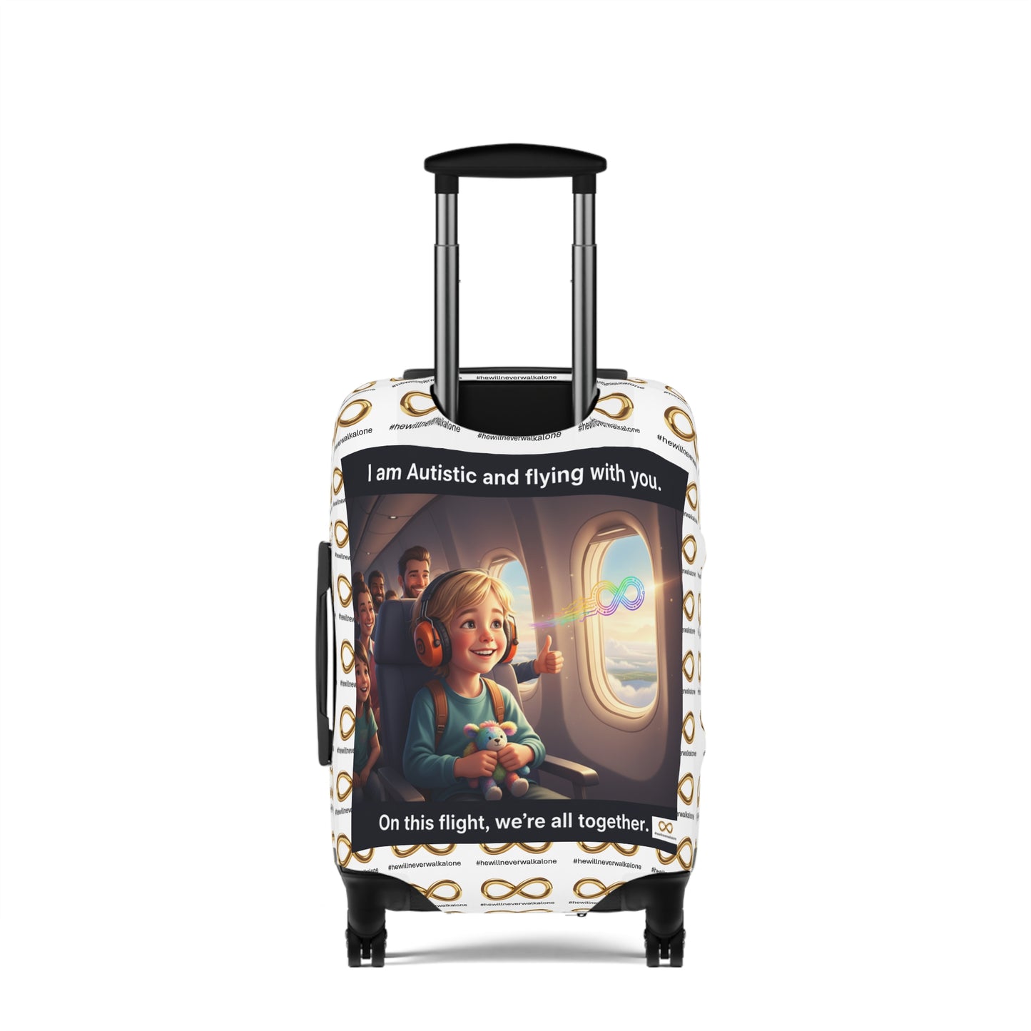 Autistic Pride Luggage Cover | Cute Travel Accessory, Wheelie Case Protector, Gift for Travelers, Autism Awareness, Flying Together Design