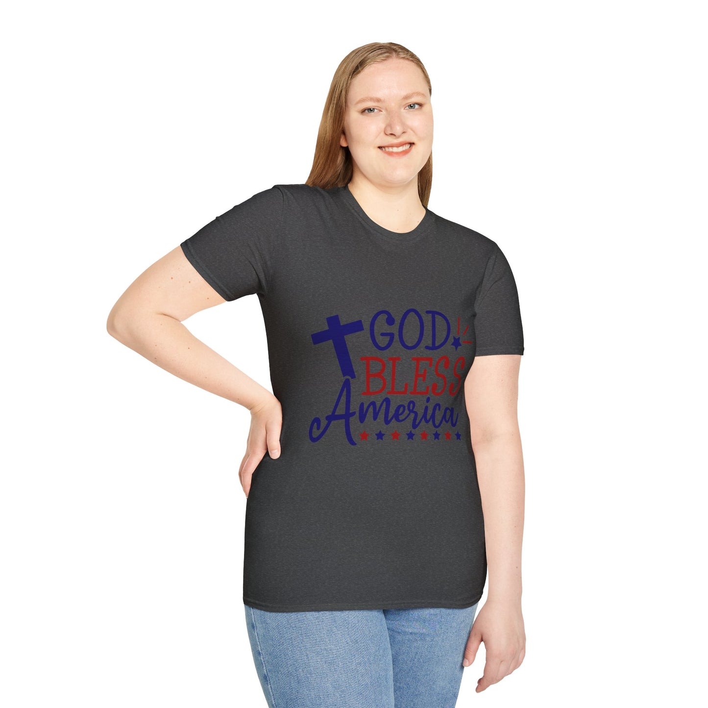 God Bless America T-Shirt — Patriotic Christian Tee with Cross & Stars