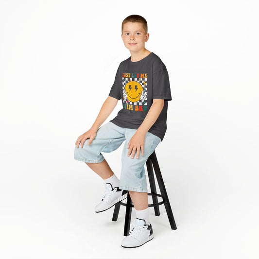 Kids Tee - "Just Let Me Stim Bro" Smiley Checkerboard Sensory Shirt