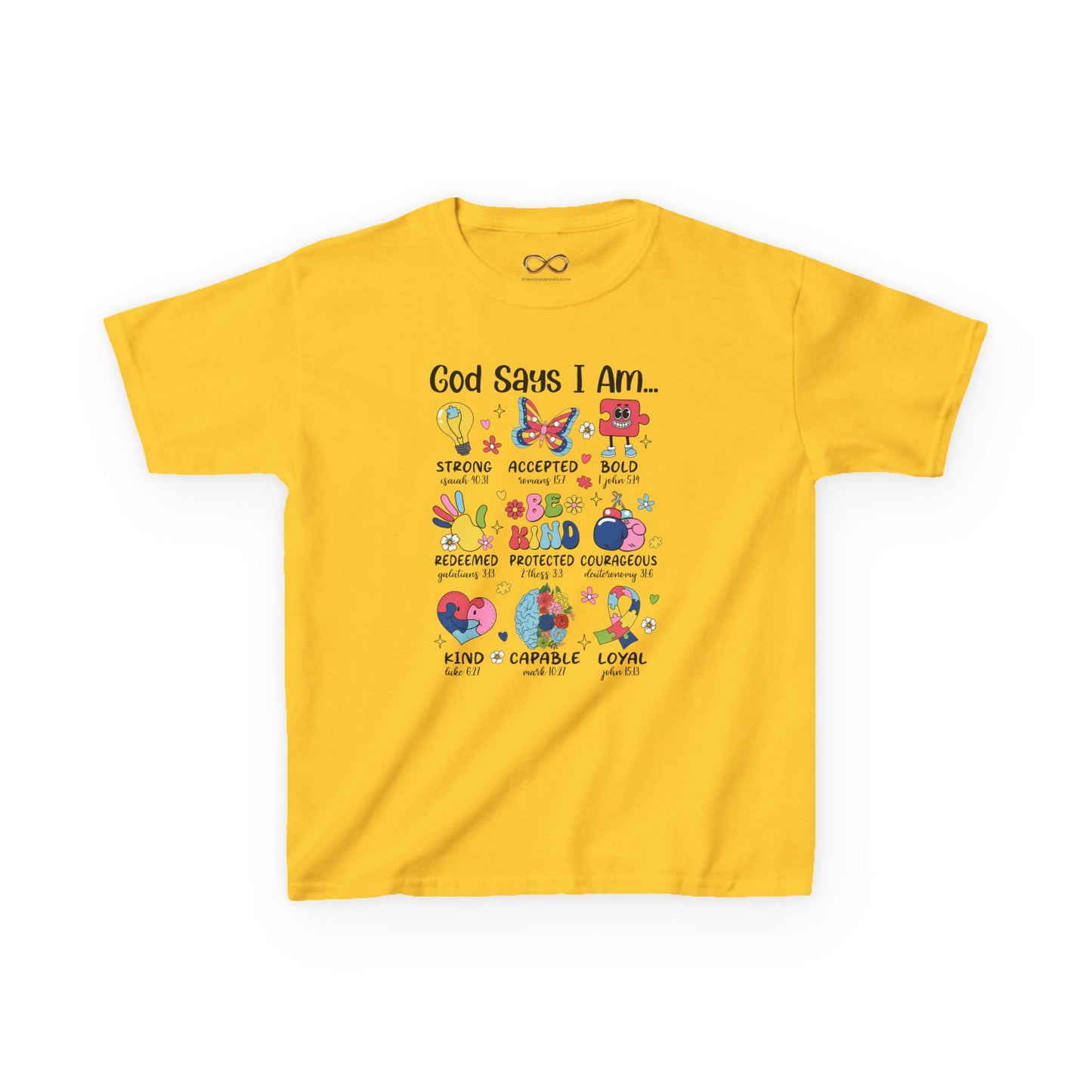 Kids Tee — “God Says I Am” Inspirational Christian Kids T‑Shirt
