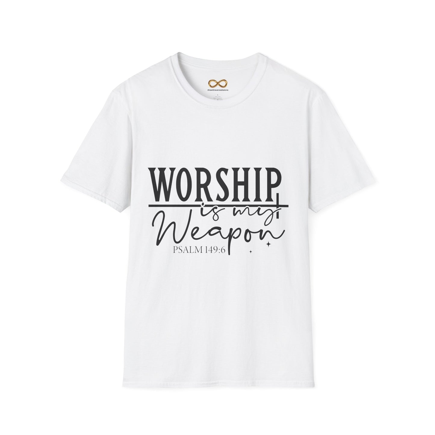 Worship Is My Weapon T-Shirt — Psalm 149:6 Christian Faith Tee