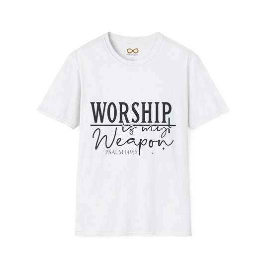 Worship Is My Weapon T-Shirt — Psalm 149:6 Christian Faith Tee