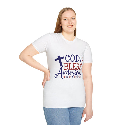 God Bless America T-Shirt — Patriotic Christian Tee with Cross & Stars