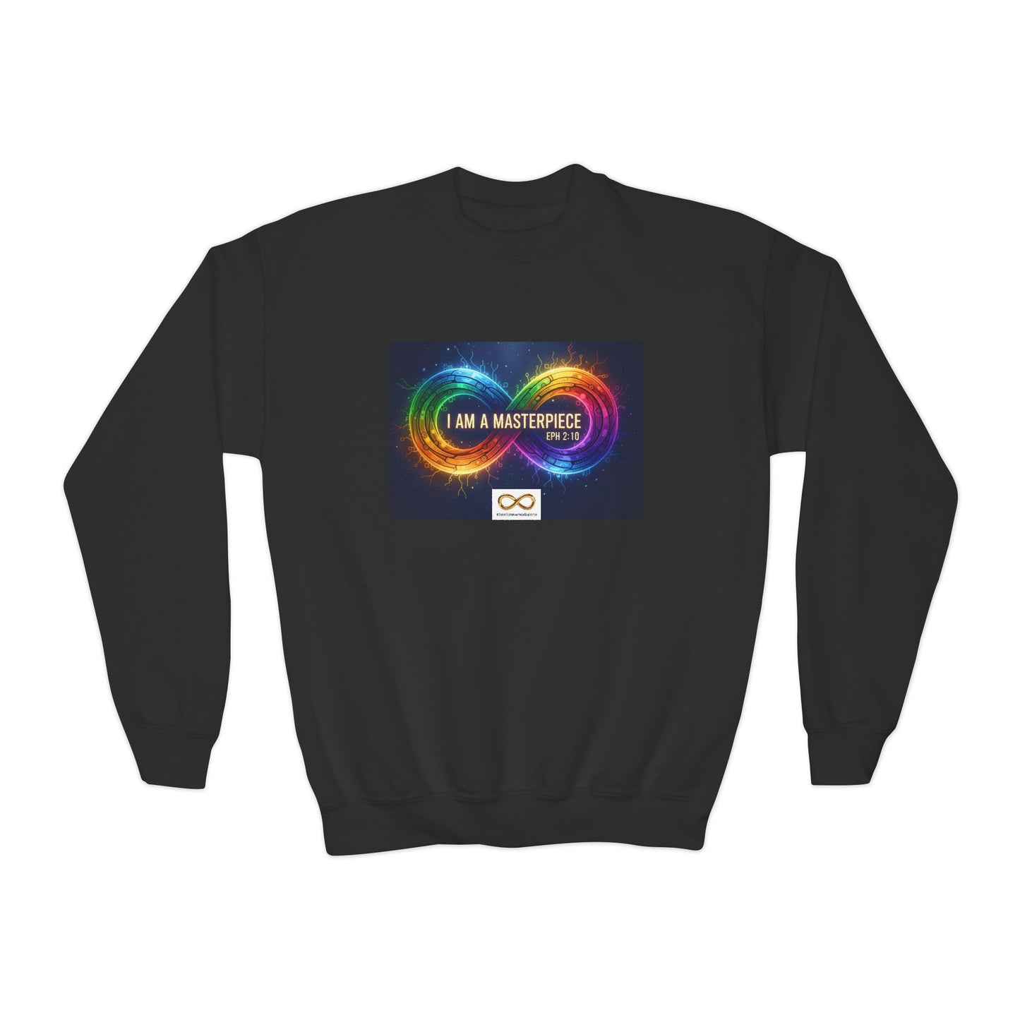 Autism Awareness Youth Crewneck Sweatshirt - I am a masterpiece eph 2:10