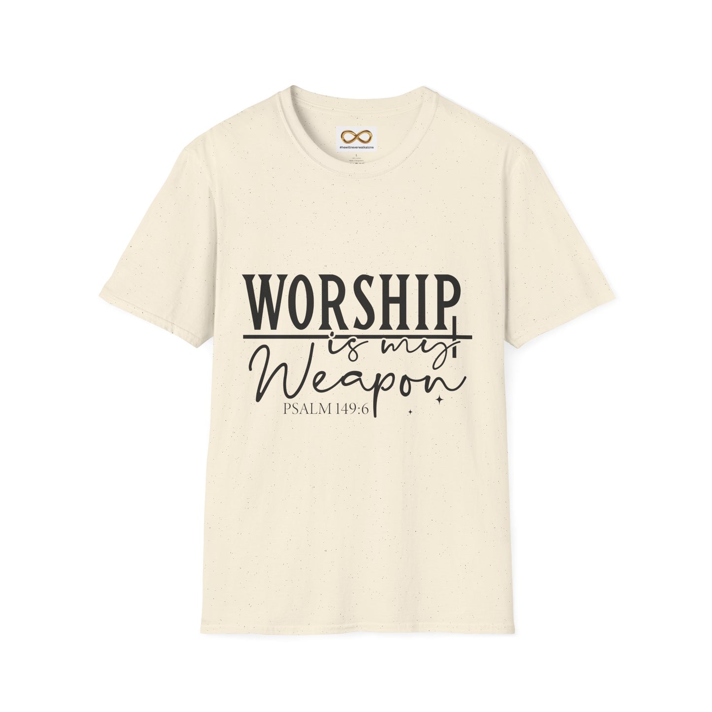Worship Is My Weapon T-Shirt — Psalm 149:6 Christian Faith Tee