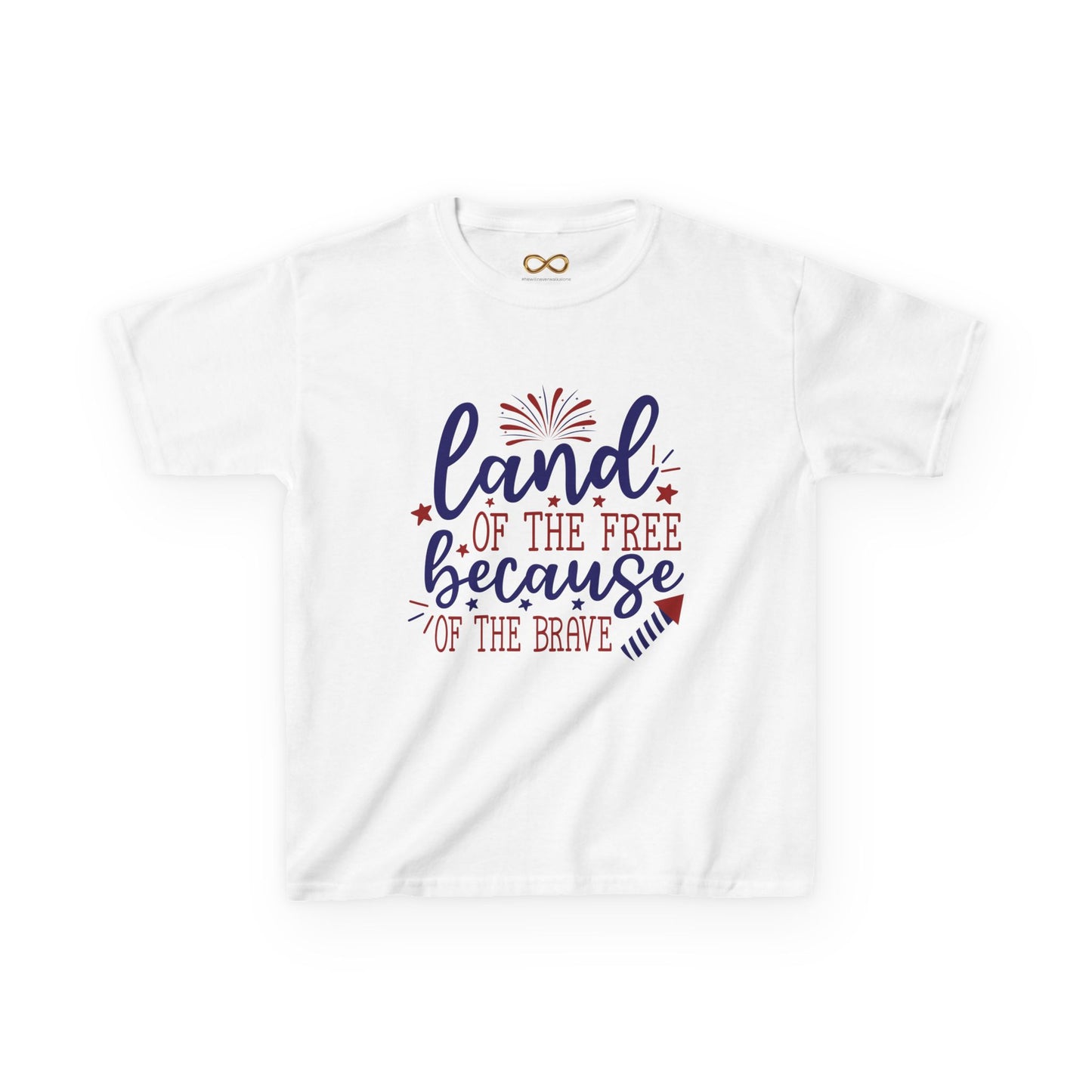 Kids Tee - "Land of the Free Because of the Brave" Patriotic 4th of July T-Shirt
