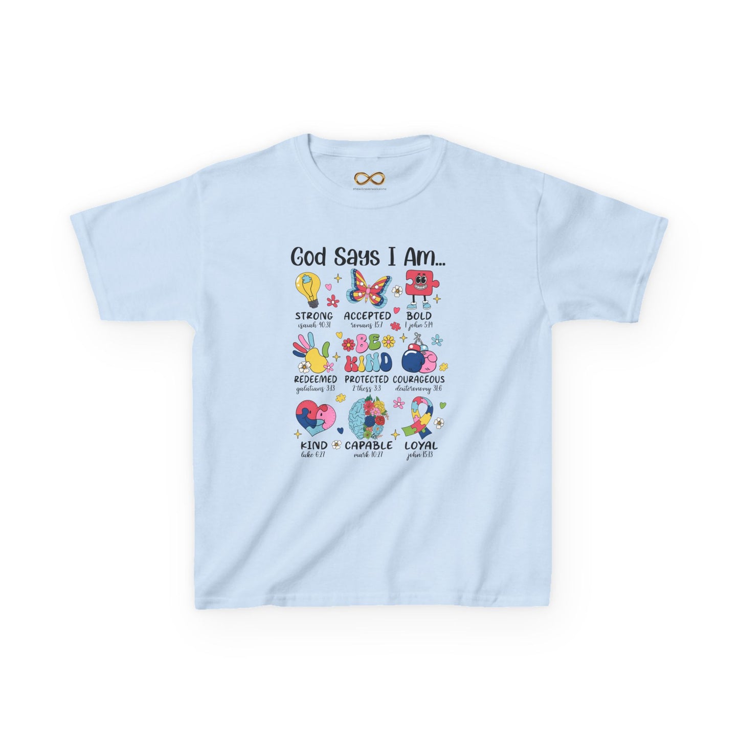 Kids Tee — “God Says I Am” Inspirational Christian Kids T‑Shirt