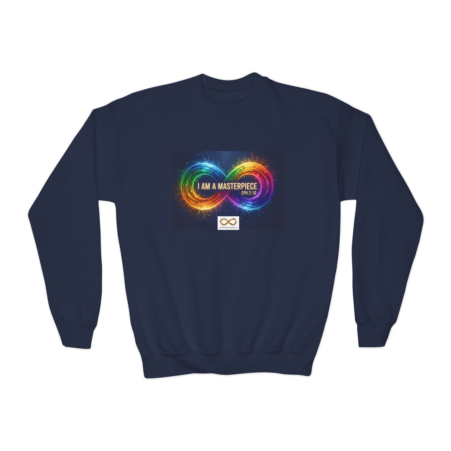 Autism Awareness Youth Crewneck Sweatshirt - I am a masterpiece eph 2:10