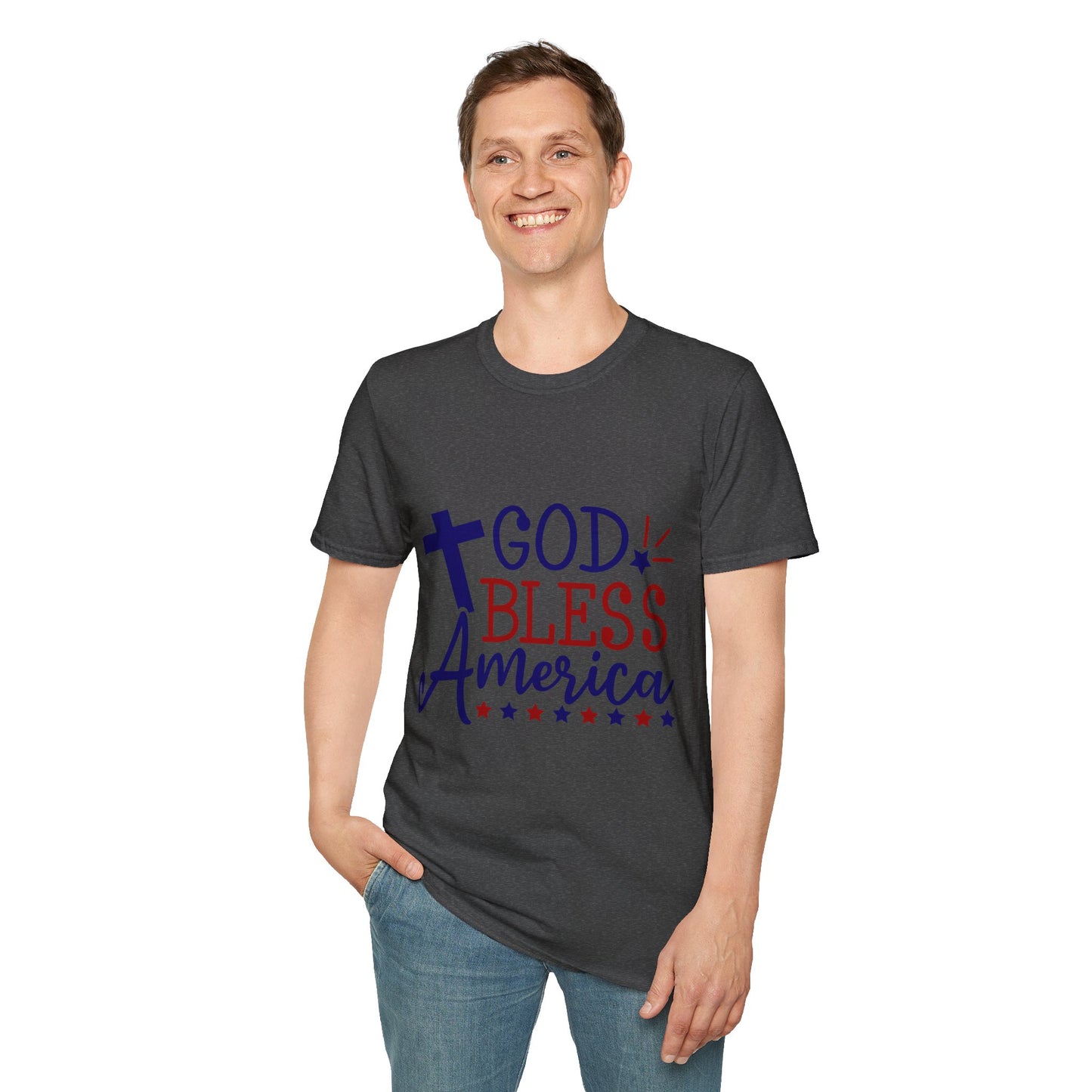 God Bless America T-Shirt — Patriotic Christian Tee with Cross & Stars