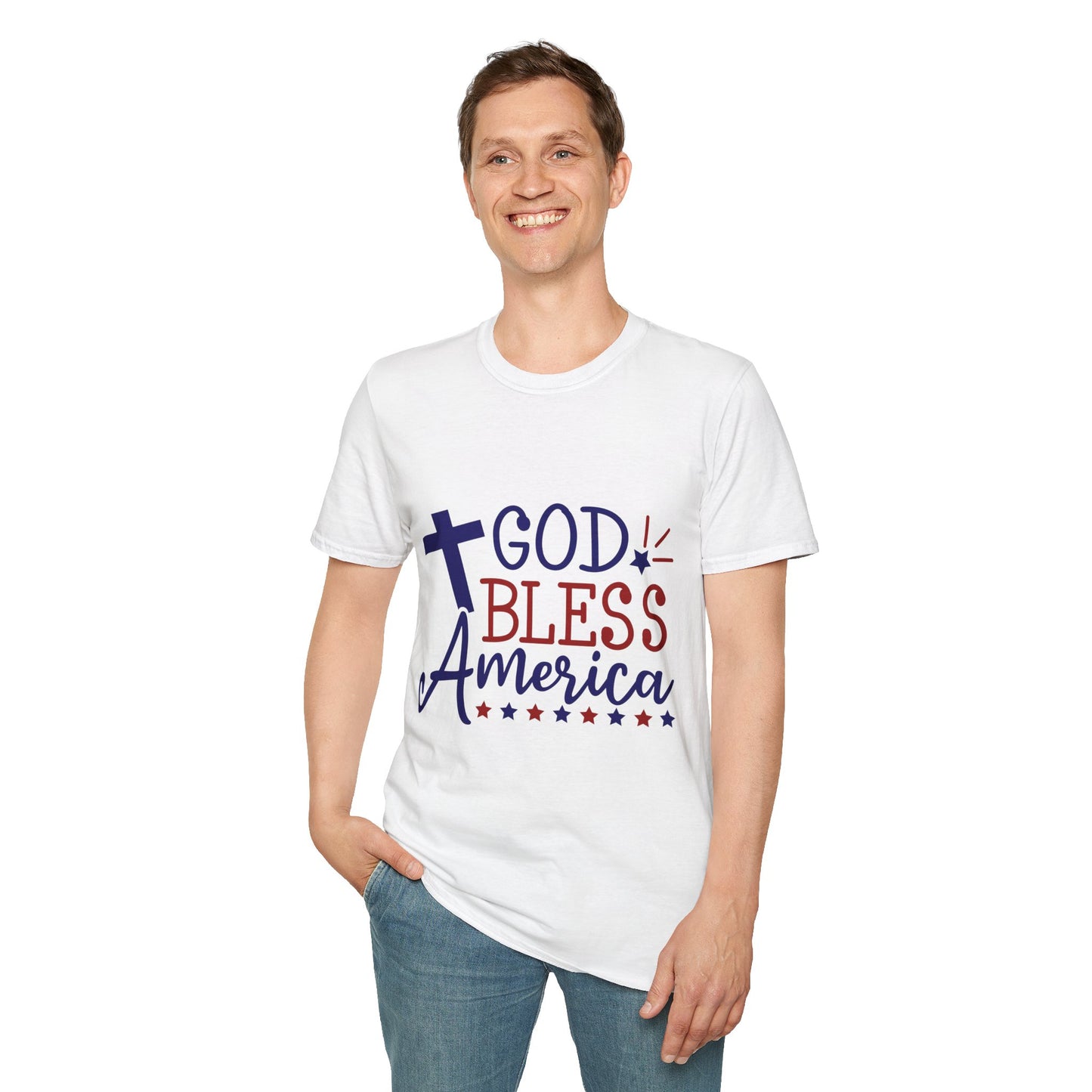 God Bless America T-Shirt — Patriotic Christian Tee with Cross & Stars