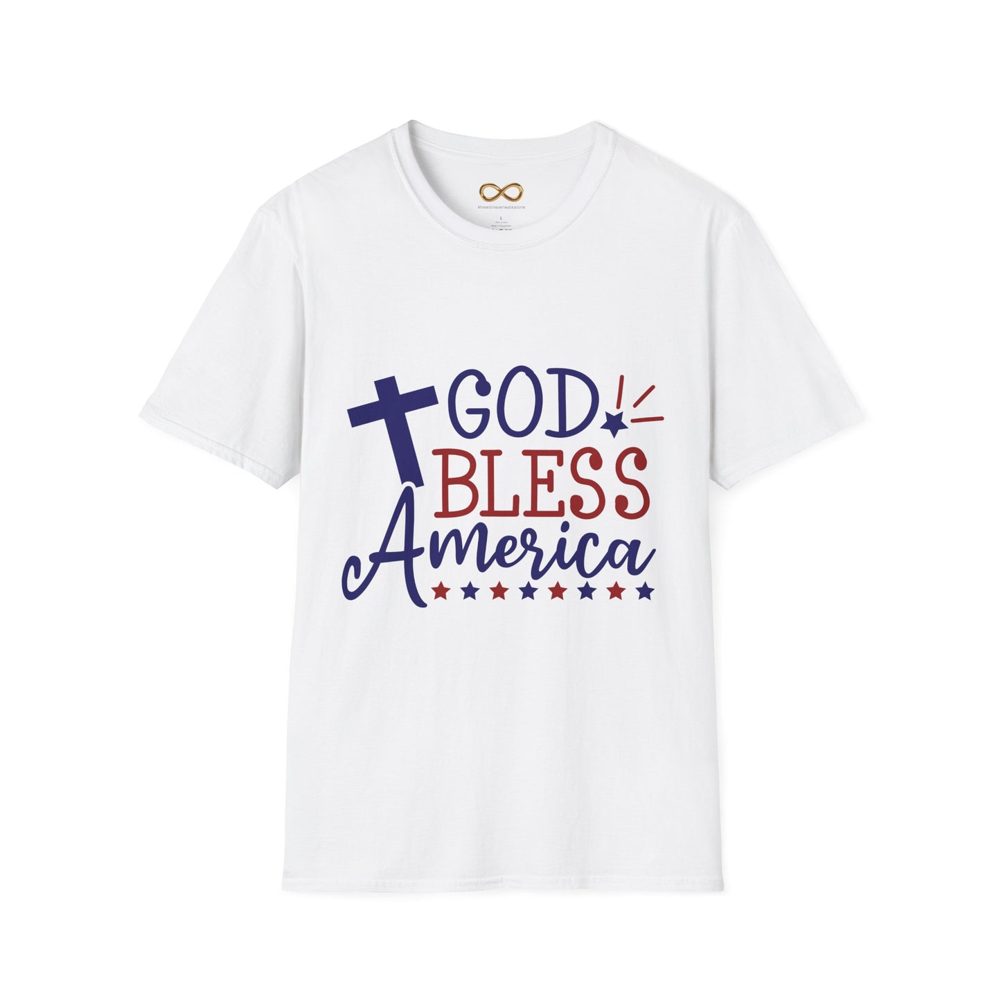 God Bless America T-Shirt — Patriotic Christian Tee with Cross & Stars