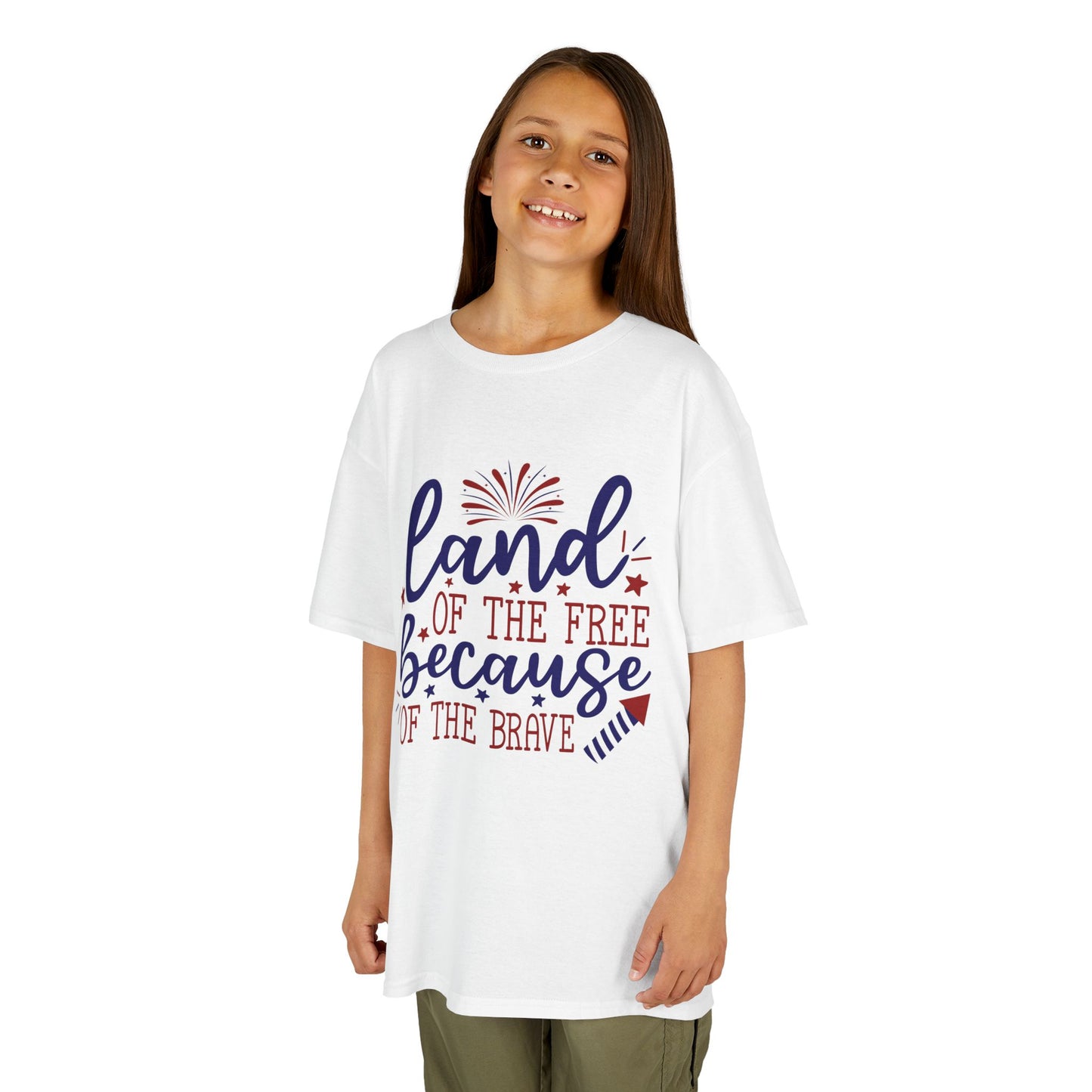 Kids Tee - "Land of the Free Because of the Brave" Patriotic 4th of July T-Shirt