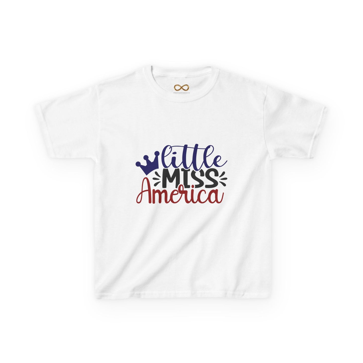Kids Tee - "Little Miss America" Patriotic Fourth of July Shirt