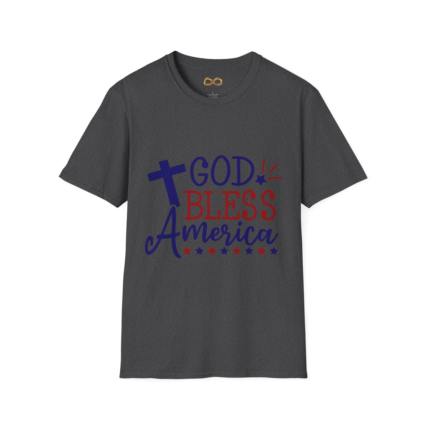 God Bless America T-Shirt — Patriotic Christian Tee with Cross & Stars