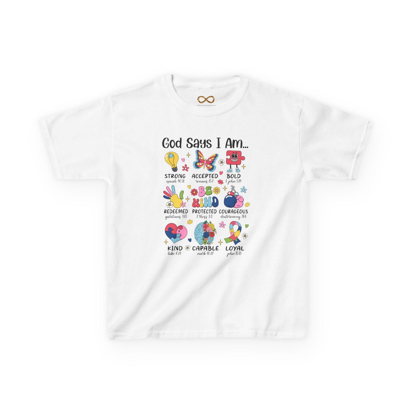 Kids Tee — “God Says I Am” Inspirational Christian Kids T‑Shirt