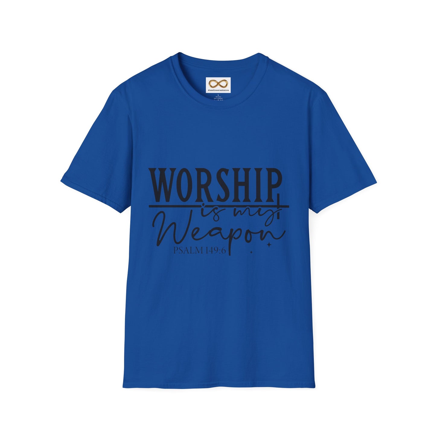 Worship Is My Weapon T-Shirt — Psalm 149:6 Christian Faith Tee