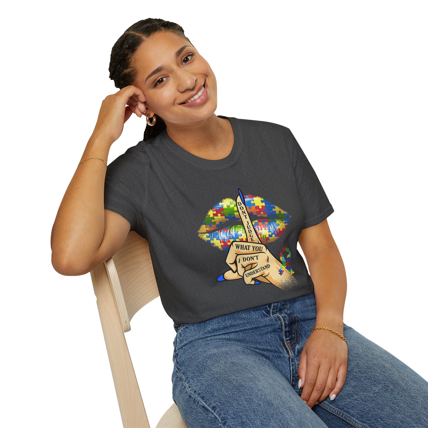Autism Awareness T-Shirt — Puzzle Lips "What You Don’t Understand" Design