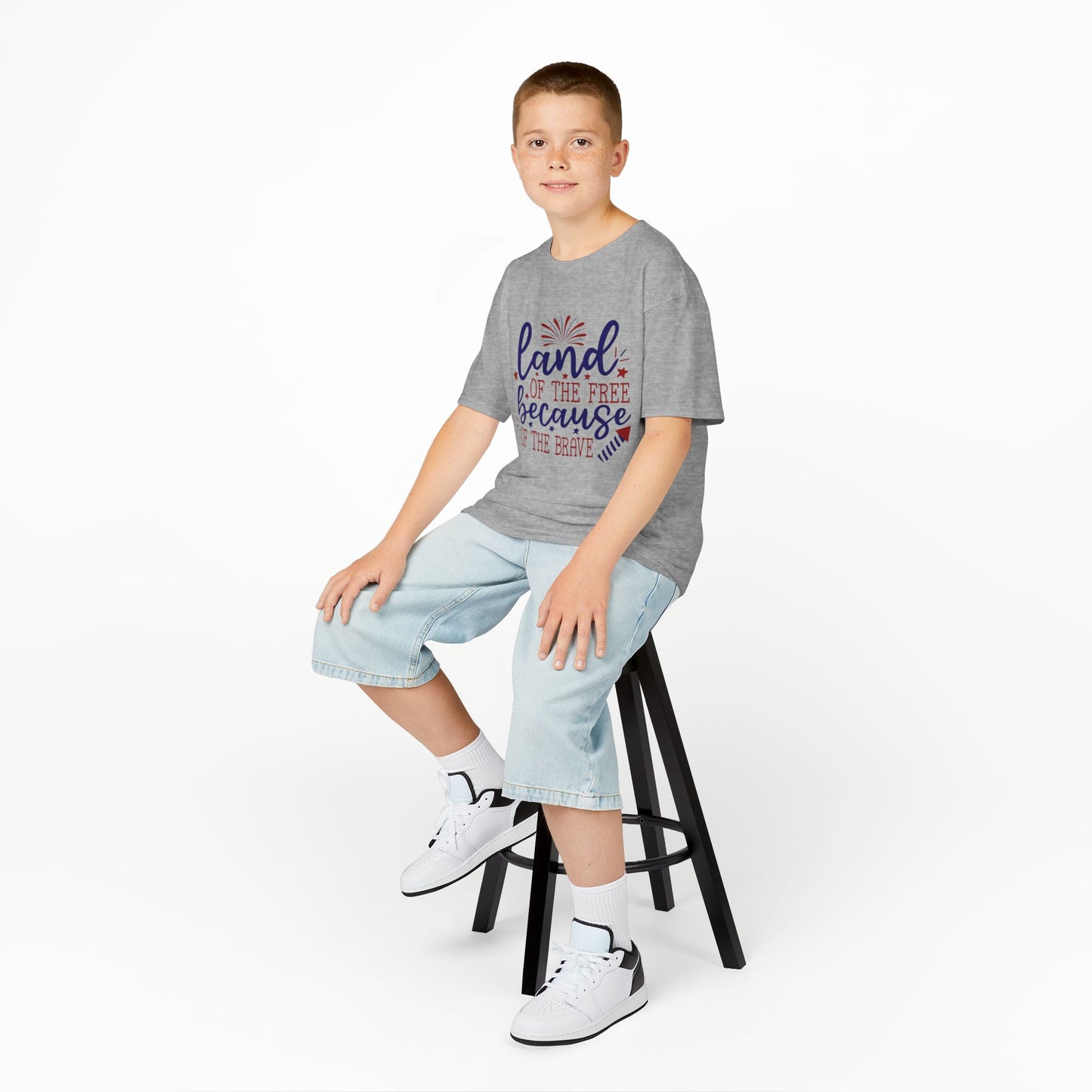 Kids Tee - "Land of the Free Because of the Brave" Patriotic 4th of July T-Shirt