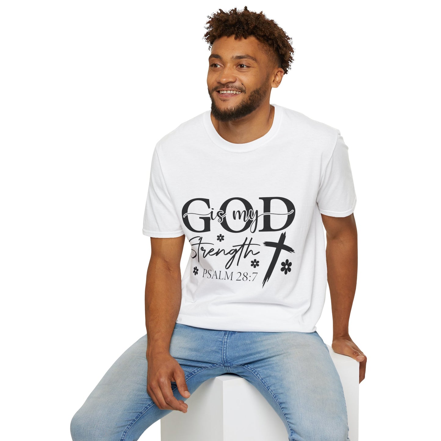 God Is My Strength Psalm 28:7 Christian T-Shirt — Faith Cross Tee