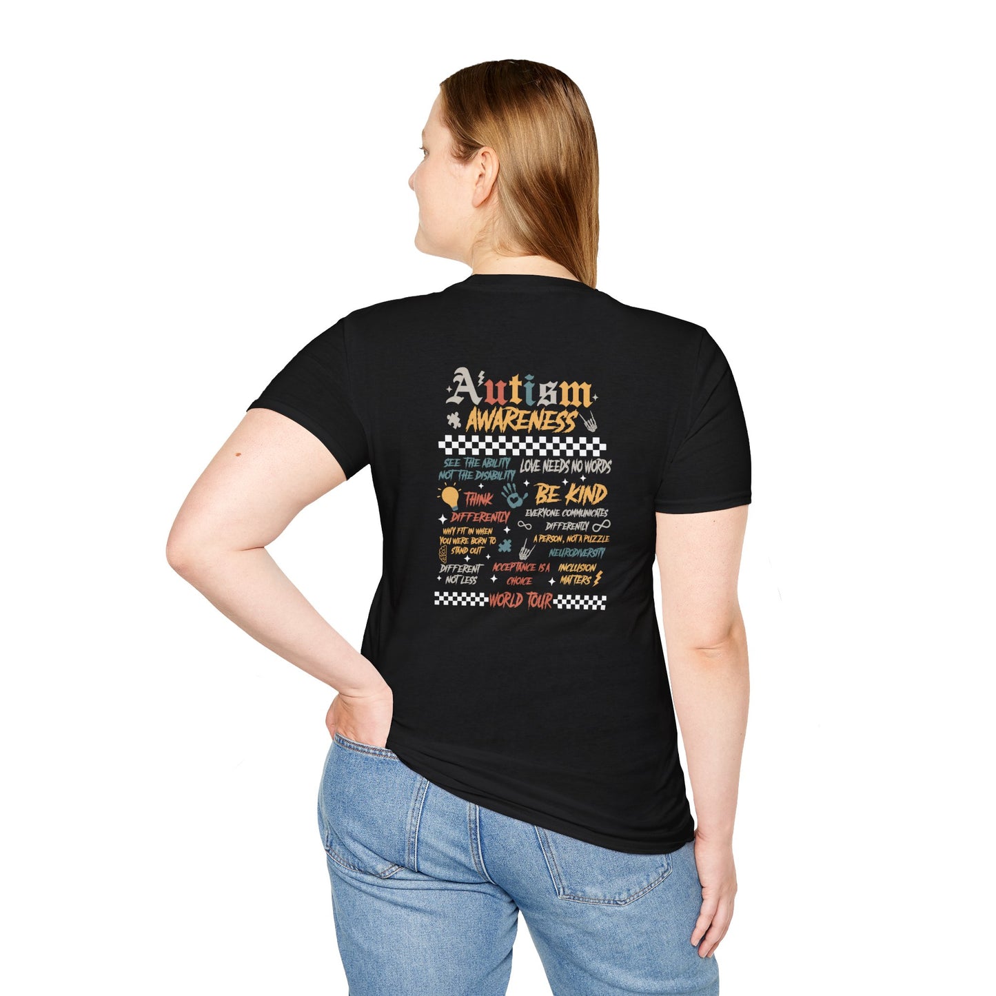 Adult Autism Awareness T-Shirt — "World Tour" Design