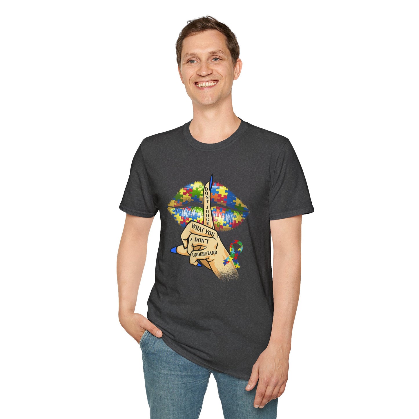 Autism Awareness T-Shirt — Puzzle Lips "What You Don’t Understand" Design