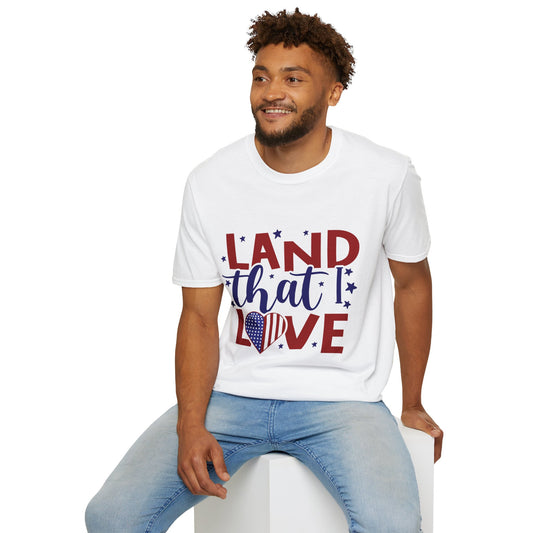 Land That I Love T-Shirt — Patriotic 4th of July USA Flag Heart Tee